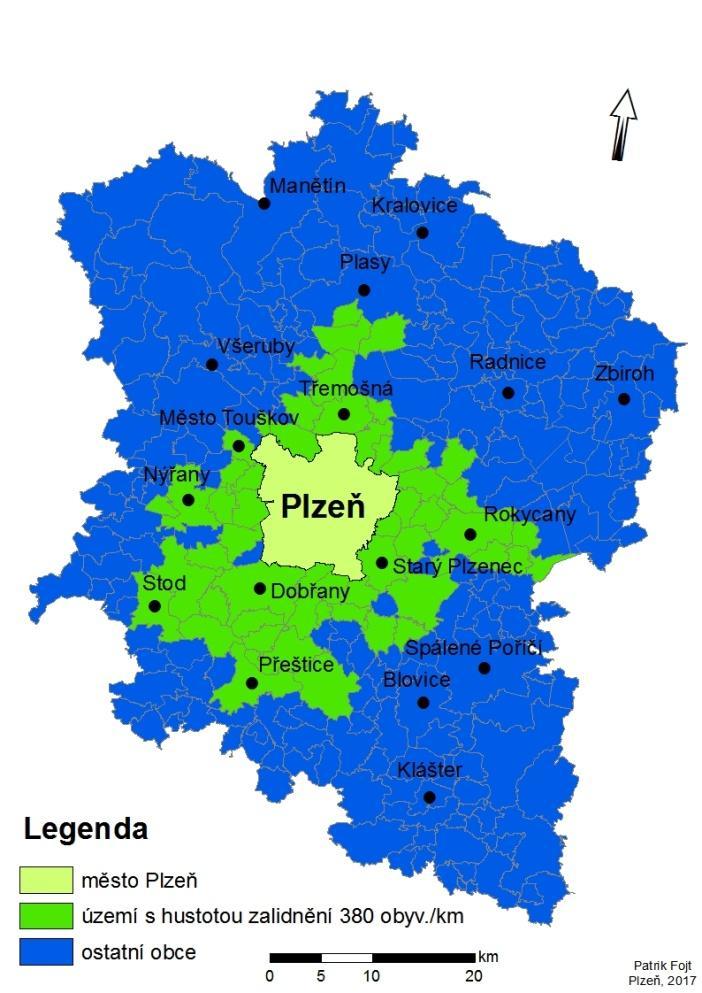 6.6 Kritérium hustoty zalidnění Tímto kritériem můžeme sledovat hustotou zalidnění v jednotlivých obcích.