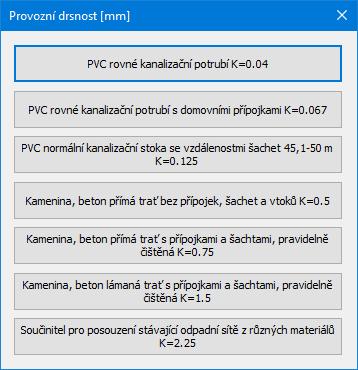 provozní drsnost, která v sobě zahrnuje vliv použitého materiálu (drsnost stěn potrubí), vliv spár v
