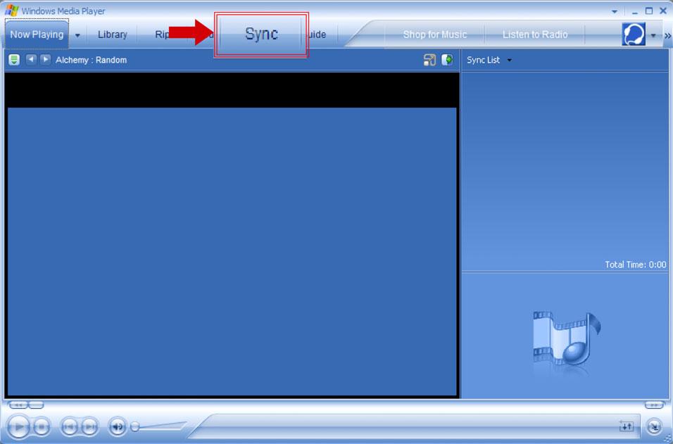 Ruční synchronizace 1 Spusťte aplikaci Windows Media Player.