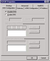 Zadejte Host (Hostitel), Domain (Doména) a DNS Server Search Order (Pořadí hledání serveru DNS) a