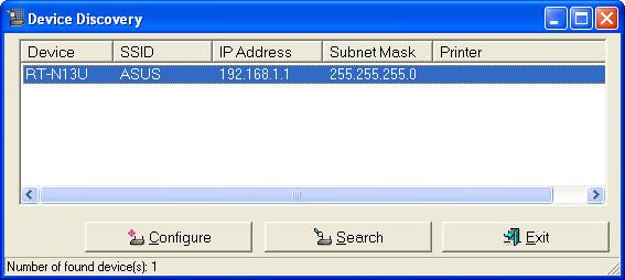 Vyhledání zařízení Device Discovery (Vyhledání zařízení) je nástroj ASUS WLAN, který rozpoznává bezdrátový směrovač ASUS a umožňuje jej nakonfigurovat.