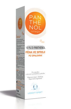 Panthenol Omega Chladivá pěna ve spreji 10% 150 ml Pěna s ledovým efektem. Přináší úlevu sluncem podrážděné pokožce.