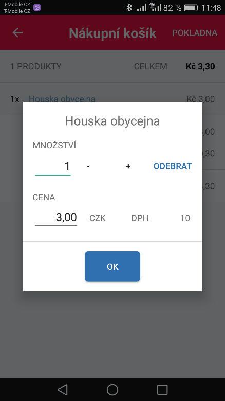 3. Jak používat virtuální obchod 3.1. Jak uskutečnit prodej 1. Jednoduše klikněte na produkt, který chcete prodat. Bude automaticky přidán do nákupního košíku. Ikona zobrazí počet produktů v košíku.