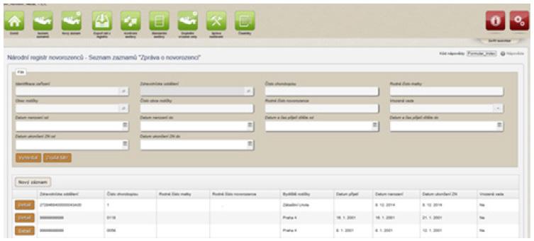 5. Další funkcionality registru NRNAR Kromě zadávání nového záznamu prostřednictvím online webového formuláře registr umožňuje prohlížení již nahlášených záznamů z minulých období a generování