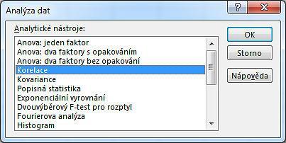 Analytické nástroje Zaškrtněte položku Analytické nástroje a poté klepněte na tlačítko OK. Tím se na konci karty Data zobrazí skupina Analýza s ikonou Analýza dat.