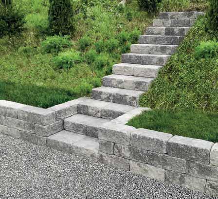 IN ZAHRADNÍ SYSTÉM DUO STONE Stavební kameny DUO STONE jsou určeny k výstavbě malých okrasných zídek, ke zpevnění svahů v kaskádových zahradách a pomocí schodů lze propojit jednotlivé svahy a plochy