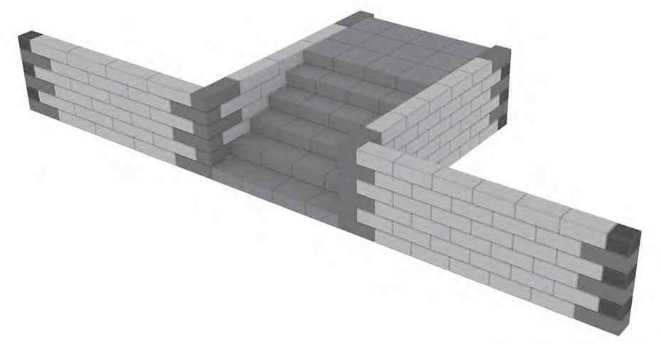 Možnosti použití kamenů CAKE BLOCK Sloupek průběžný RADY A TIPY Sloupek rohový Roh vnitřní Ukončení zdiva Ukončení zdiva Roh vnější Schody Zdivo výšky 1 m a více musí být provázáno