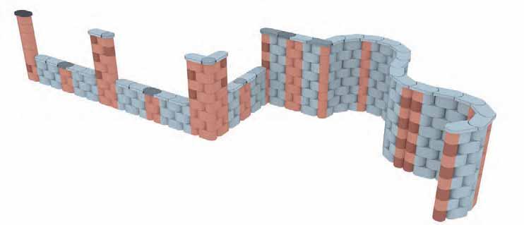 Schéma betonáže plotu z tvárnic RONDE BLOCK RADY A TIPY Detail A zákrytové desky řešení vnějšího rohu Princip zdění s použitím betonových spojovacích kroužků části k odříznutí