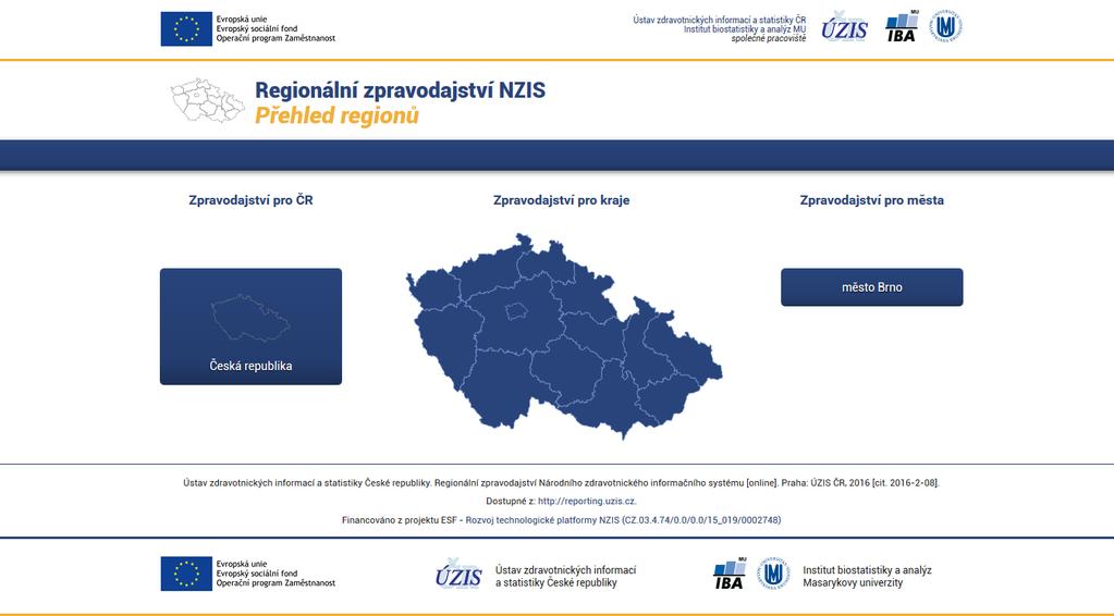 Regionální zpravodajství NZIS Interní školení zaměstnanců ÚZIS ČR