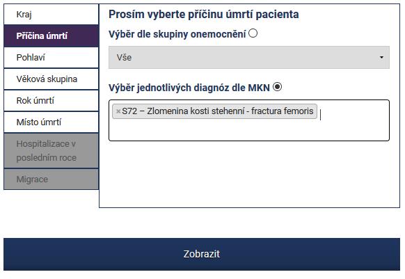 Výběr analýzy Výběr filtru Výsledek Z nabídky analýz vybereme