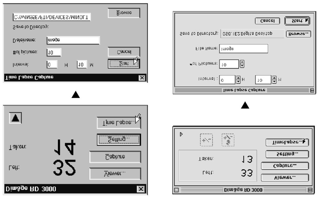 Editační okno Windows Macintosh 3. Zadejte hodnoty pro časový interval a pro počet snímků, které se mají exponovat. Klepněte na šipky nebo hodnotu přímo vepište do vstupního pole.