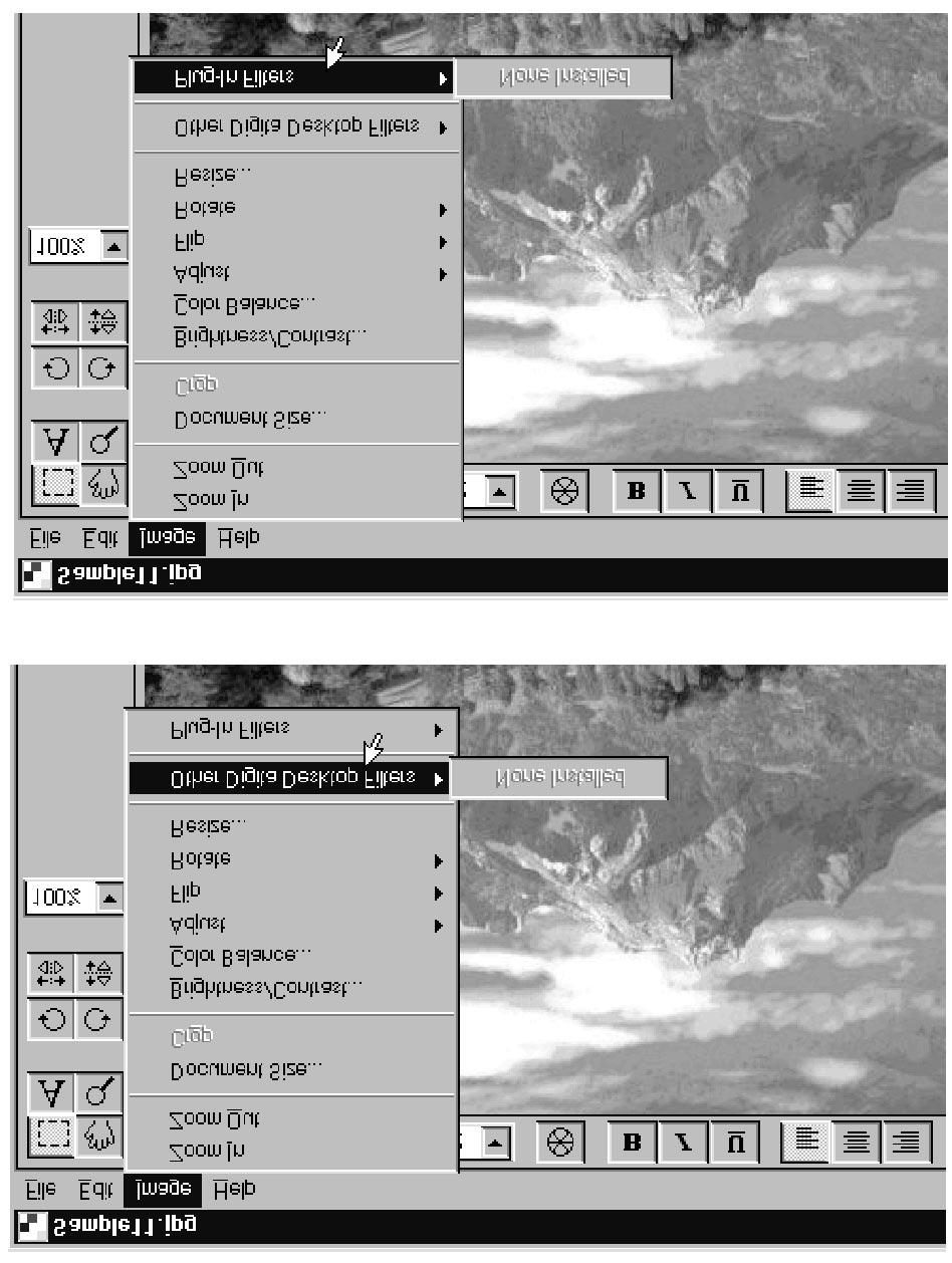 Editační okno Obrazové filtry Digita Desktop a filtry Plug-in Instalací filtrů Plug-In se rozšíří