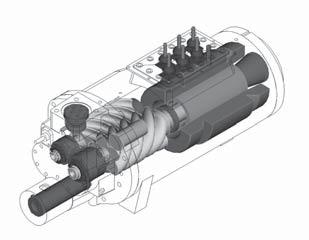 Princip činnosti Motor kompresoru Dvoupólový, hermetický, indukční motor (3 600 ot/min při 60 Hz, 3 000 ot/min při 50 Hz) přímo pohání rotory kompresoru.