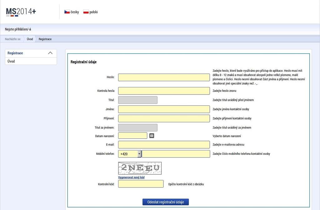 Obrázek 2 Přihlášení Po registraci