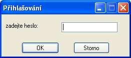 Obr. 6. Zadání hesla Menu přihlášení : 4.1. Přihlásit se Zobrazí se okno pro zadání hesla. 4.2.