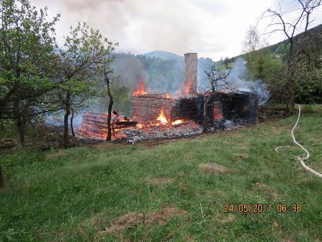 Požár rekreační chalupy okres: Frýdek-Místek obec: Ostravice Datum: 24. 5.