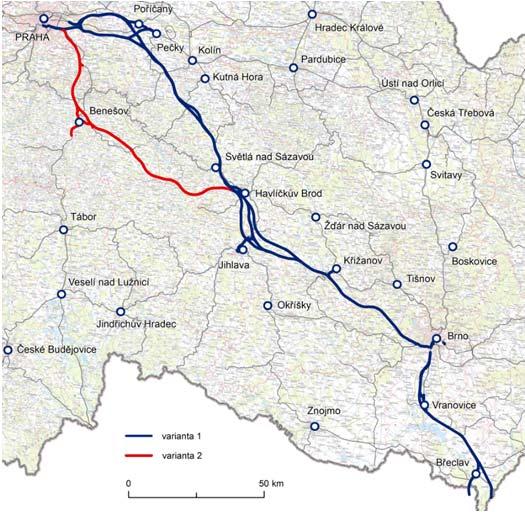 Wien Salzburg (d 250 km/h) a připravvanu mdernizaci Wien Břeclav (200 km/h). Na Slvensku návaznst na schválenu mdernizaci úseku Kúty Bratislava -Štúrv (200 km/h).