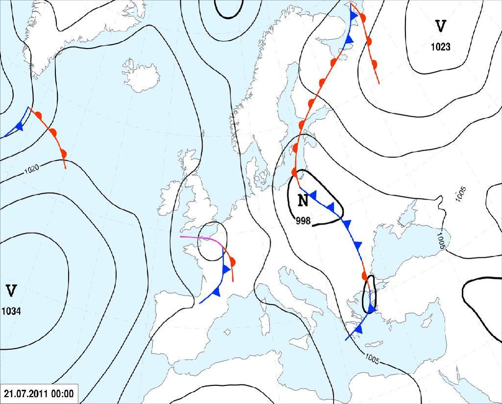 7. sa nad Britskými ostrovmi prehlbovala tlaková níž, po jej prednej strane opäť začal nad Slovensko od juhozápadu prúdiť teplý vzduch.