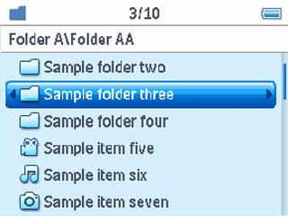 4.10Zobrazení složky Přehrávač také podporuje funkci prohlížení databáze a složky Folder view (Zobrazení složky).