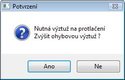 Následuje dotaz na souhlas s vykrytím nutné výztuže na protlačení navýšením ohybové