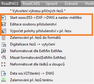 funkcí RoadCAD-RoadPAC v příslušném CADu.