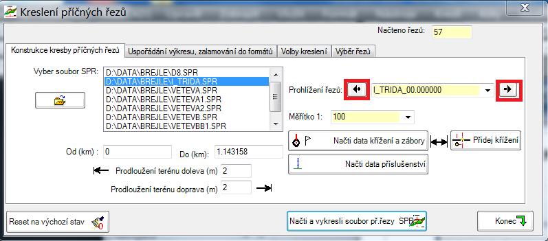 Příčné řezy mohou být nově vybírány k zobrazení podle staničení nejen názvem hladiny jako dříve.