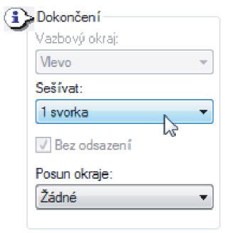 1 TISK V SYSTÉMU WINDOWS Sešívání vytištěných stránek (je-li nainstalován finišer) (část 1) Je-li nainstalován finišer, vytištěné stránky lze sešívat.