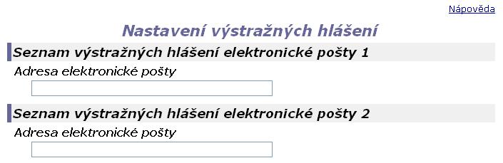 6 WEBOVÁ STRÁNKA V ZAŘÍZENÍ Nastavení stavových a výstražných zpráv elektronické pošty (část 3) Nastavení výstražné zprávy Pomocí funkce výstražné zprávy můžete na zadané cílové adresy odesílat