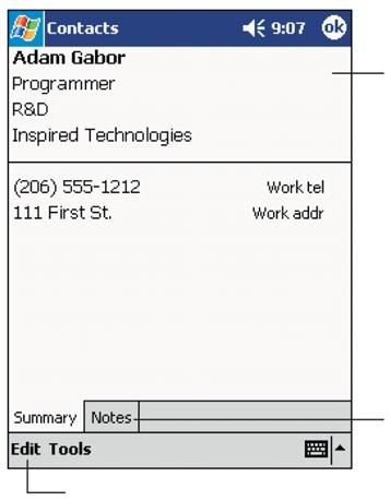 4 Správa pfiidruïen ch programû Microsoft Pocket Outlook Kontakty Pro zobrazení jmen spoleãností, pro které va e kontakty pracují, klepnûte na Zobrazit Podle firmy.