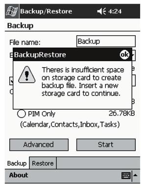 6 Práce s dal ími programy Zálohování s Backup/Restore 2 V záloïce Backup vyberte, zda se má pouïít v chozí jméno souboru se zálohou nebo zadejte jméno nové klepnutím na ikonu klávesnice.