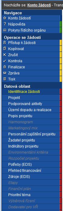 Obecná pravidla používání aplikace Benefit7 Pro práci se všemi datovými oblastmi a zároveň s aplikací jako