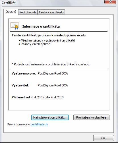 Je třeba certifikát i přes zobrazenou skutečnost potvrdit