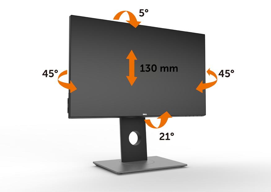 Náklon, otočení a svislé vysunutí POZNÁMKA: Platí pro monitor se stojánkem. Zakoupíte-li jiný stojánek, postupujte podle návodu na instalaci příslušného stojánku.