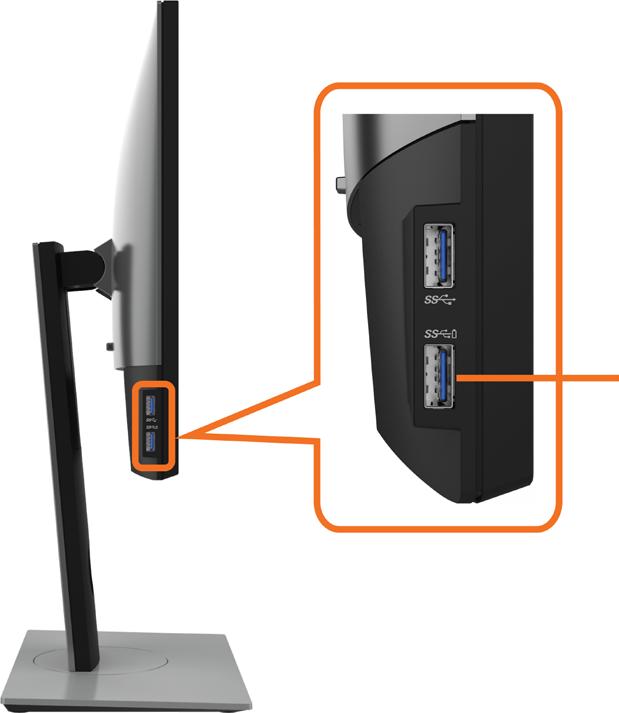 Pohled zezadu Štítek Popis Použití 1 Montážní otvory VESA 100 mm x 100 mm (pod krytem VESA) Připevněte monitor na stěnu pomocí sady držáku na stěnu standardu VESA (100