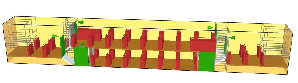 kapitola 3.3 Vstupní parametry horizontální dělení evakuovaného vozu na horní a dolní oddíl včetně obou mezipodlaží na každém konci vozu.