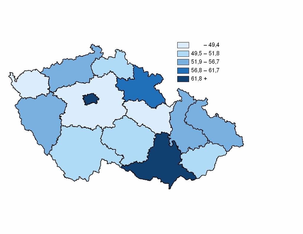 Akutní lůžka v nemocnicích na 10 000 obyvatel k 31. 12.