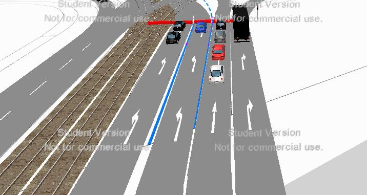 Obr.8: 3D model križovatky s navrhnutým odbočovacím pruhom 5 ZÁVER - ZHODNOTENIE NÁVRHOV ÚPRAVY V tabuľke č.3 je zobrazené porovnanie návrhov zmeny v dĺžke cestovného času a doby zdržania.