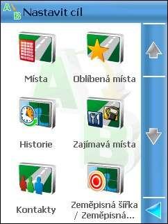 Zobrazení mapy - přeskočí z jednoho místa na mapě na jiné podle položek seznamu. Volat vytočí telefonní číslo zvoleného místa.