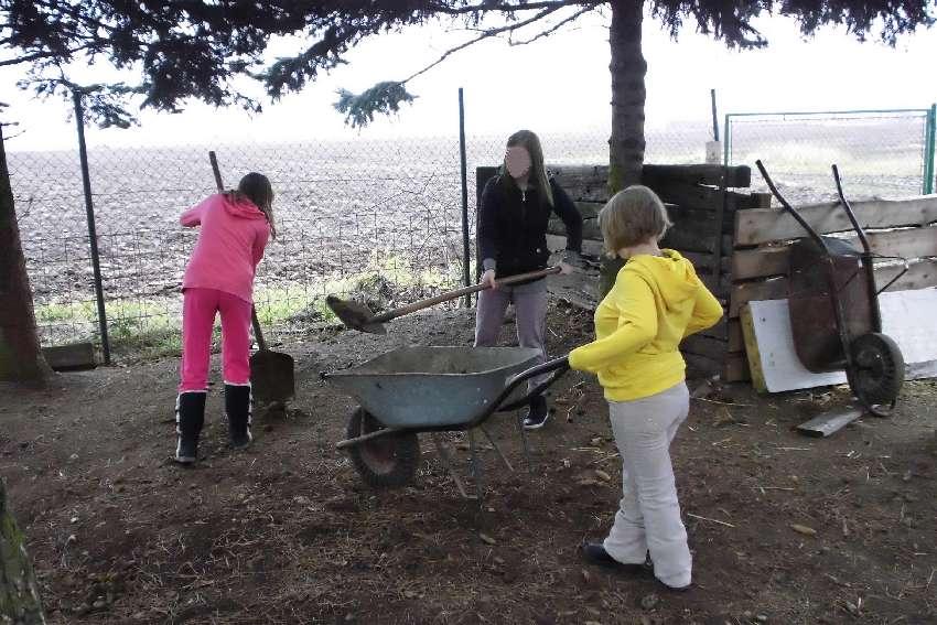 listopad / Minifarma / Koncem listopadu se obě skupiny dětí z SVP zapojily v rámci pravidelných služeb do úklidu minifarmy.