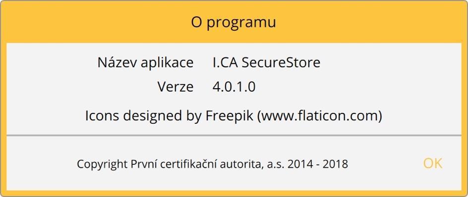 zjistí kliknutím na About SecureStore Obr.