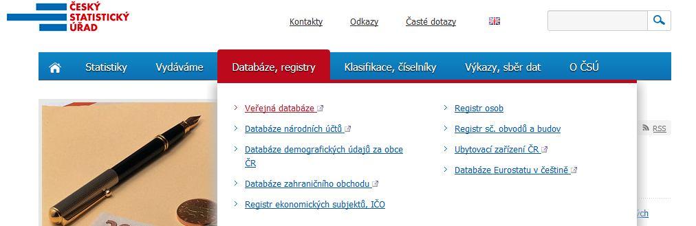 VEŘEJNÁ DATABÁZE NA INTERNETU přímý