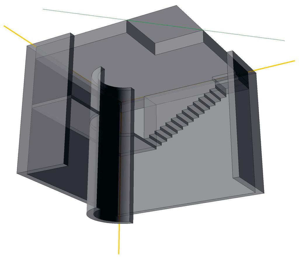 Varianta 4 A3našířku LP: H[13 ;16], d=28, v h =1800mm Objekt je dán půdorysem, nárysem, bokorysem a řezopohledy(viz obrázky na následujících stránkách, rozměry jsou v milimetrech) a umístěn do