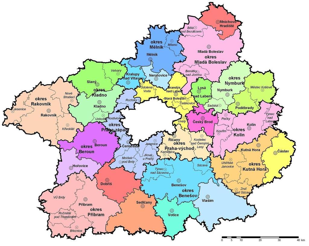 Obrázek 1 Mapa správních obvodů obcí s rozšířenou působností