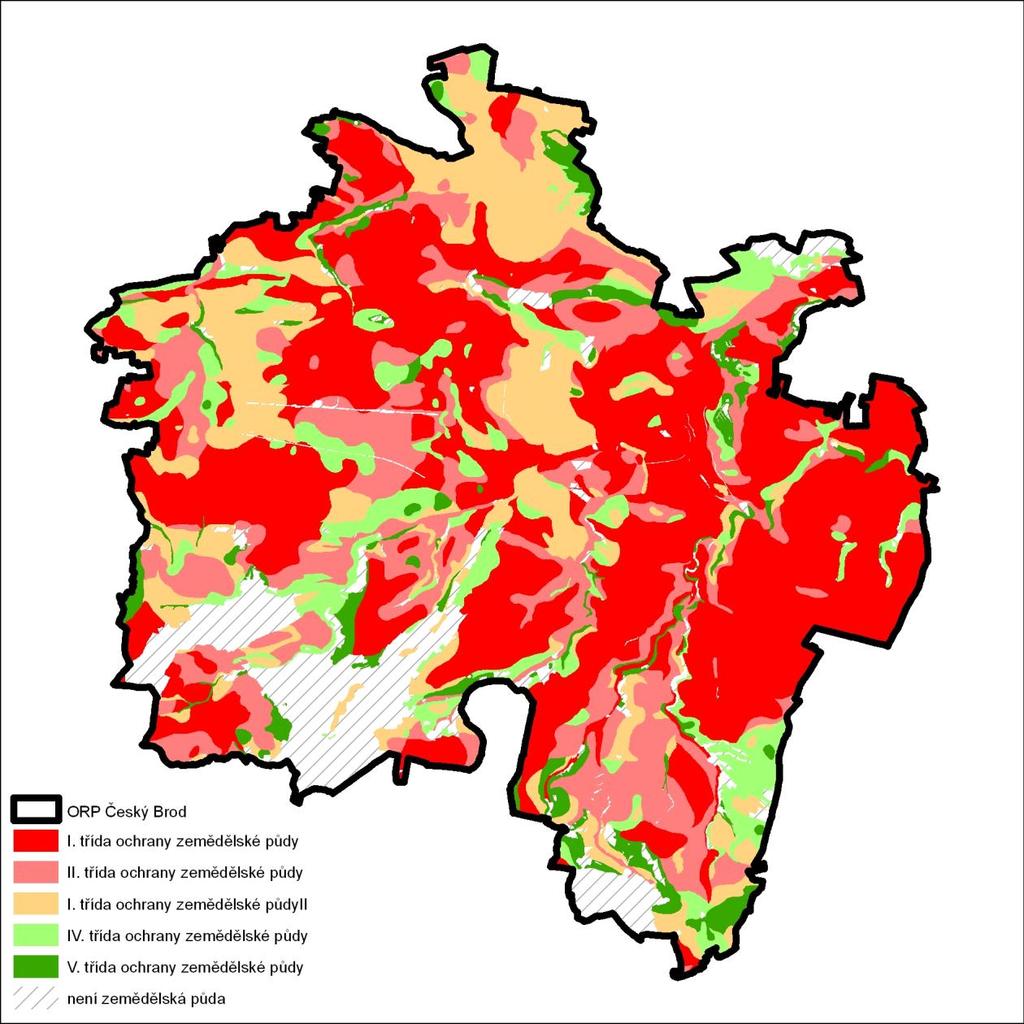 Obrázek 23 Třídy ochrany zemědělské půdy (na základě vektorových dat BPEJ) Pozemky určené k plnění funkcí lesa PUPFL Přírodní lesní oblast (PLO) Lesy na území správního území ORP Český Brod jsou