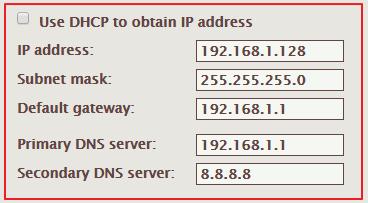 Secondary DNS server.