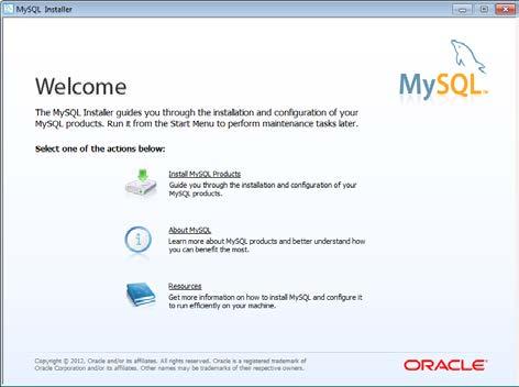 Instalace MySQL serveru pro Advance Workshop V prvním kroku musí být nainstalována databáze MySQL