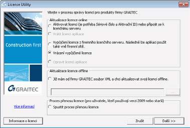 Vrácení vypůjčené licence před jejím vypršením 1. Z menu Windows vyberte Programy > Graitec > Advance Design 2018 > License Utility. 2. V prvním kroku License Utility vyberte Vrátit vypůjčenou licenci.