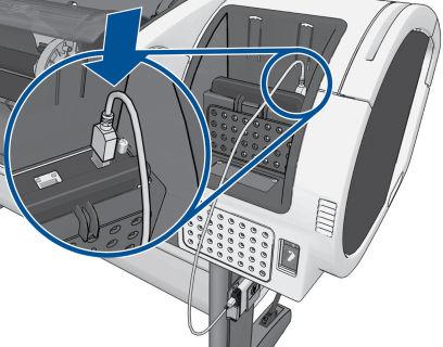 6. Zapojte druhý konec kabelu USB do tiskárny zezadu do zdířky označené tímto symbolem: 7. Na předním panelu se zobrazí zpráva Select Secure Disk Erase Level or Cancel to abort.