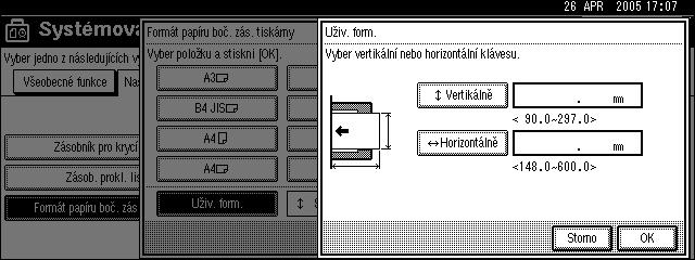 H Èíselnîmi tlaèítky zadejte svislî rozmìr papíru a stisknìte tlaèítko {#}. I Stisknìte tlaèítko [Horizontálnì]. J Èíselnîmi tlaèítky zadejte vodorovnî rozmìr papíru a stisknìte tlaèítko {#}.