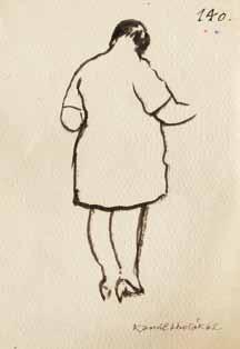 337 339 341 338 337. Kamil Lhoták (1912 1990) Postava Aničky se skloněnou hlavou tuš, papír, 1962, 15,4 x 10,7 cm, sign.